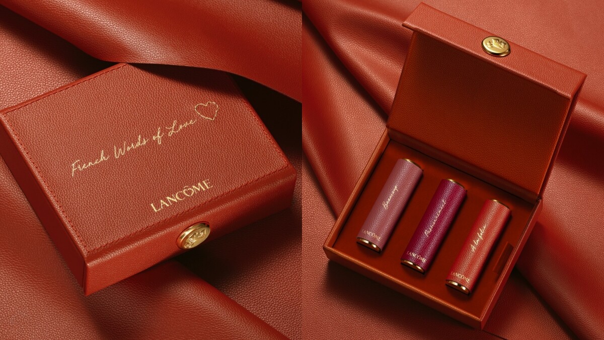 蘭蔻炙熱愛戀皮革禮盒情境圖。