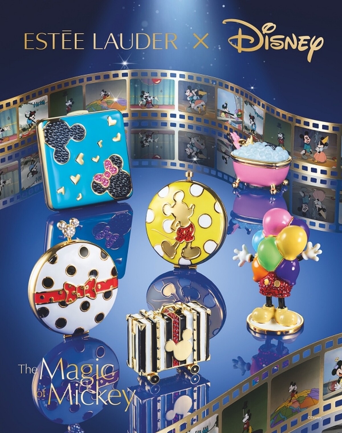雅詩蘭黛2021迪士尼米奇金質粉餅暨固體香精主視覺。