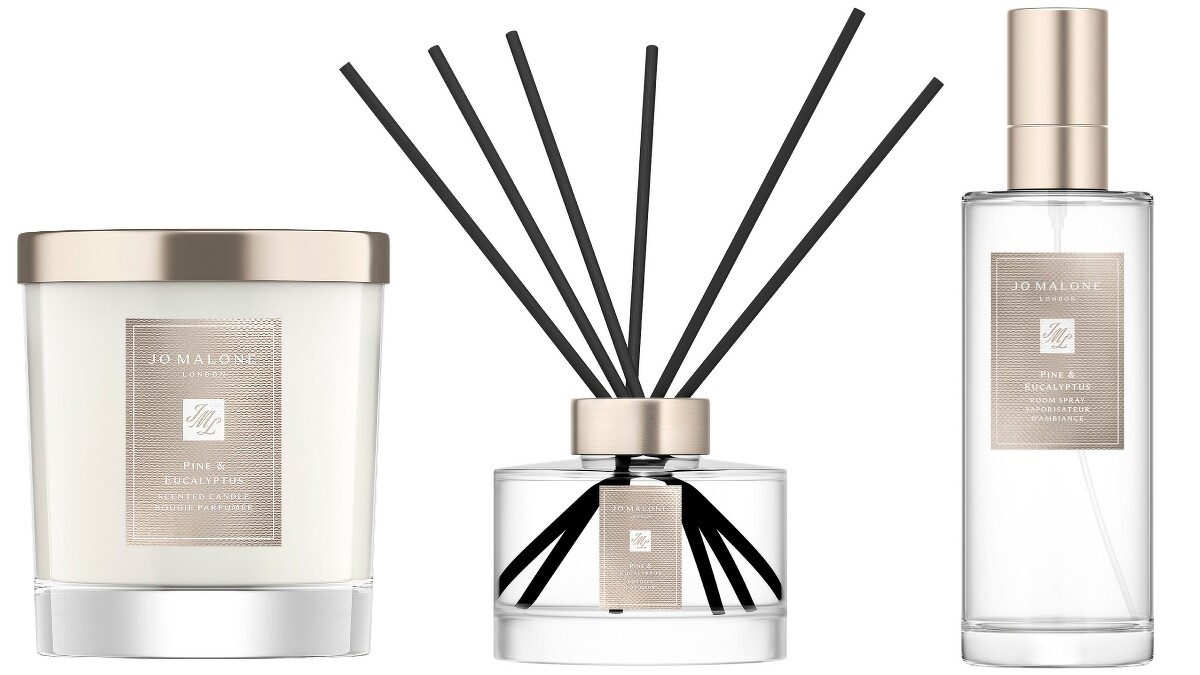 Jo Malone London 2021星光聖誕系列松木與桉樹香氛工藝蠟燭200g，NT2,700、2.5kg，NT18,550。松木與桉樹擴香165ml，NT3,750。星光聖誕松木與桉樹室內香氛175ml，NT2,700