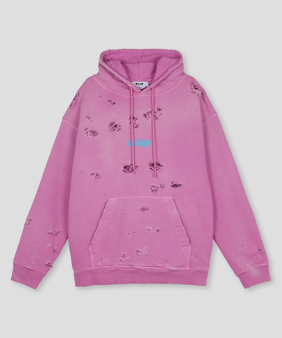 MSGM 粉色撕裂帽T，NT16,800。