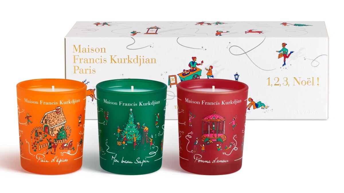 Maison Francis Kurkdjian(MFK)2021聖誕1, 2, 3 No&euml;l! 1, 2, 3 耶誕快樂香氛蠟燭三入組75g*3，NT3980