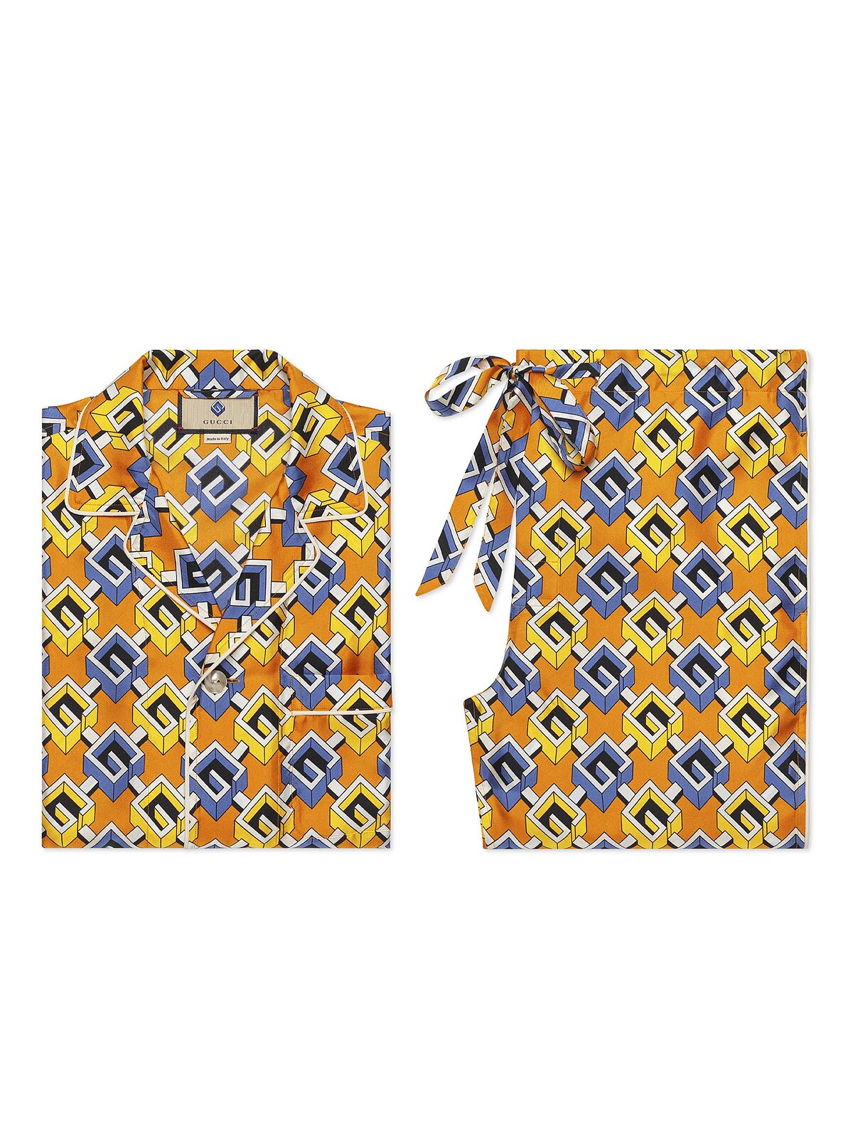 Gucci圖案絲質睡衣組， NT115,000。