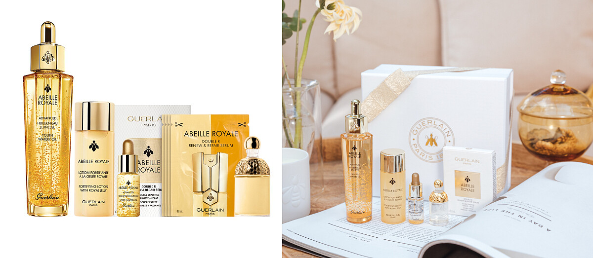 內含：皇家蜂王乳平衡油3G 50ml(正品)、皇家蜂王乳蜜露 40ml、皇家蜂王乳雙導精華體驗禮(輕巧盒裝版)、皇家蜂王乳平衡油3G 5ml、花草水語 陽光甜橘淡香水7.5ml