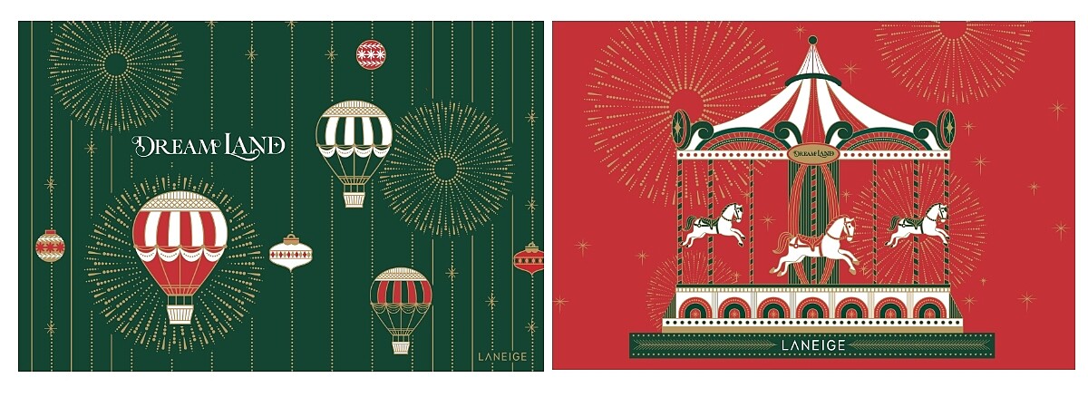 LANEIGE蘭芝Dream Land聖誕卡共有紅、綠兩款。