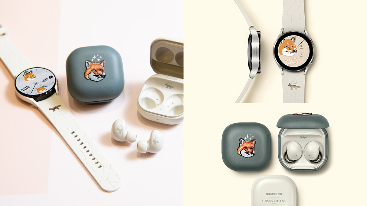 三星與Maison Kitsuné聯名版太Q！小狐狸躍上手錶、無線耳機，高級月岩白色超想入手