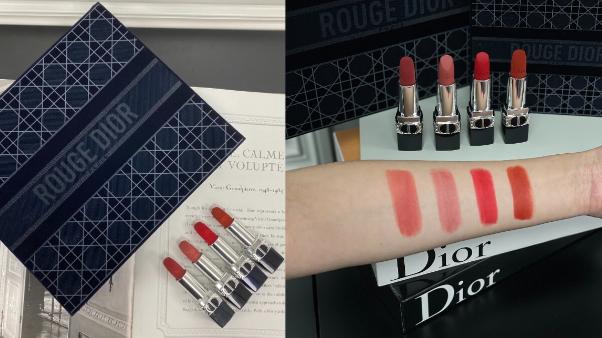 DIOR迪奧藍星高訂絲絨禮盒，左起為#772、#720、#999、#840。