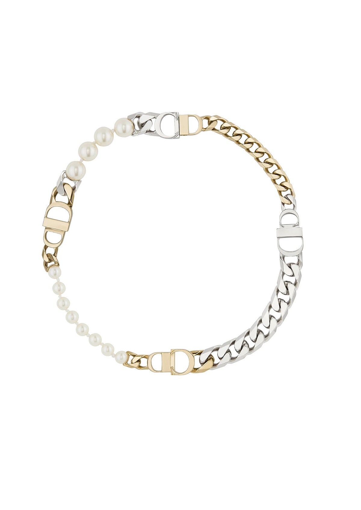 DIOR AND SACAI珍珠與雙色金屬項鍊，NT55,000