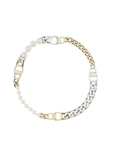 DIOR AND SACAI珍珠與雙色金屬項鍊，NT55,000
