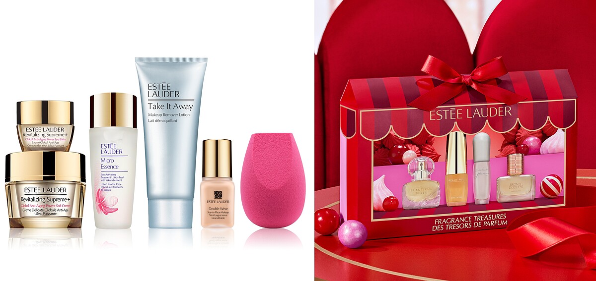 左：清新櫻花肌底妝組、右：奇幻聖誕小香禮盒