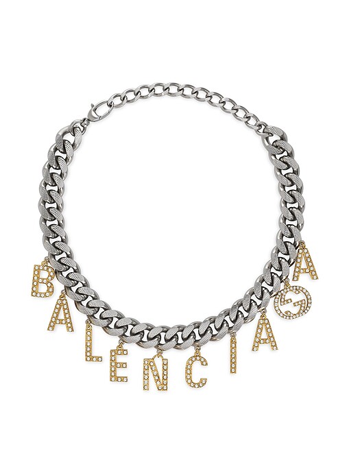 Gucci 駭客實驗室系列 金銀色Logo項鍊，NT46,000