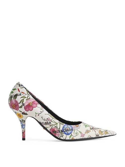 Gucci 駭客實驗室系列 白色花卉印花高跟鞋，NT33,700