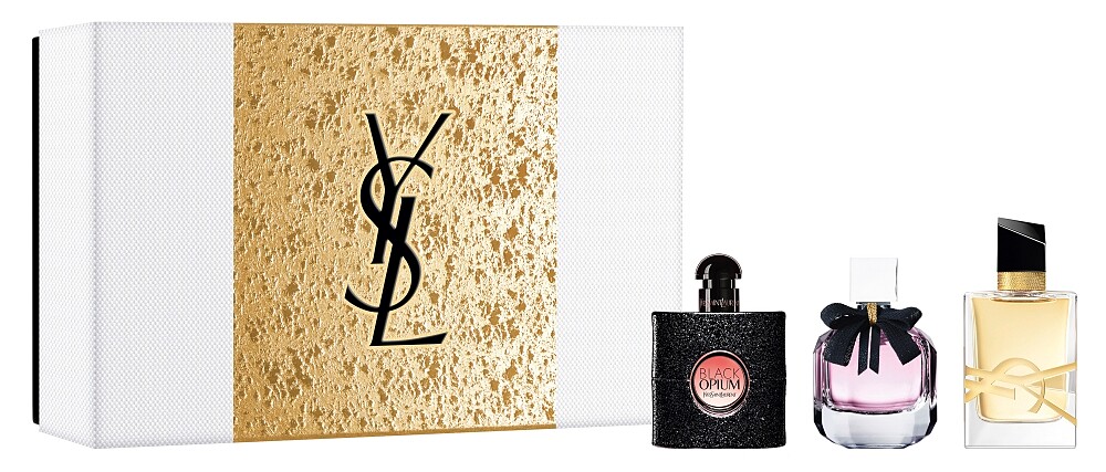 YSL流金聖誕迷你經典香水禮盒(黑鴉片淡香精迷你版、慾望巴黎淡香精迷你版、自由不羈淡香精迷你版)，NT1,600