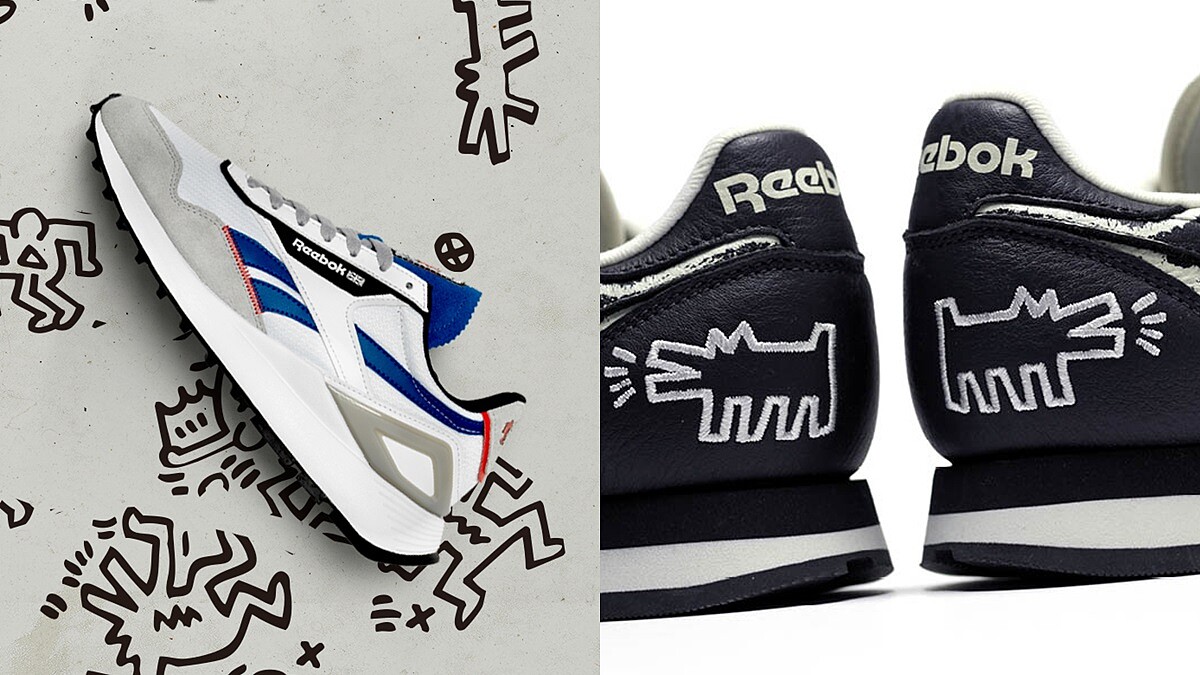 Reebok攜手塗鴉大師Keith Haring將跳舞小人、吠叫狗躍上經典小白鞋、帥氣黑鞋