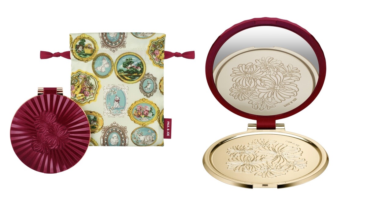 PAUL＆JOE 2021聖誕櫻桃紅限量西洋菊圓形立鏡，NT600