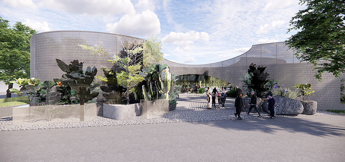 PARK2草悟廣場未來1F入口處示意圖，全新場地預計2022年1月中開幕。