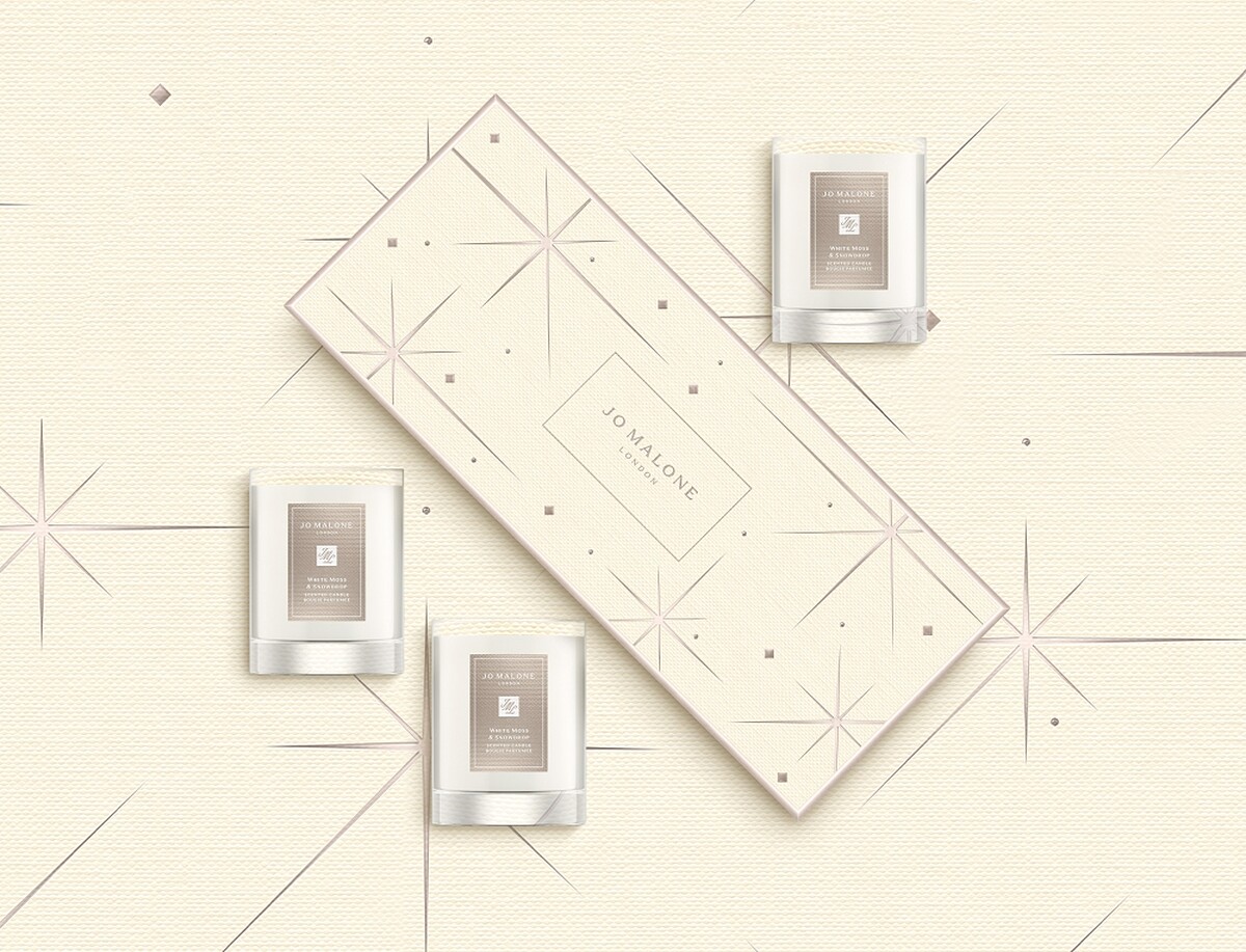 Jo Malone London 2021星光聖誕系列白苔與雪花蓮旅行香氛工藝蠟燭禮盒60g*3，NT4,050