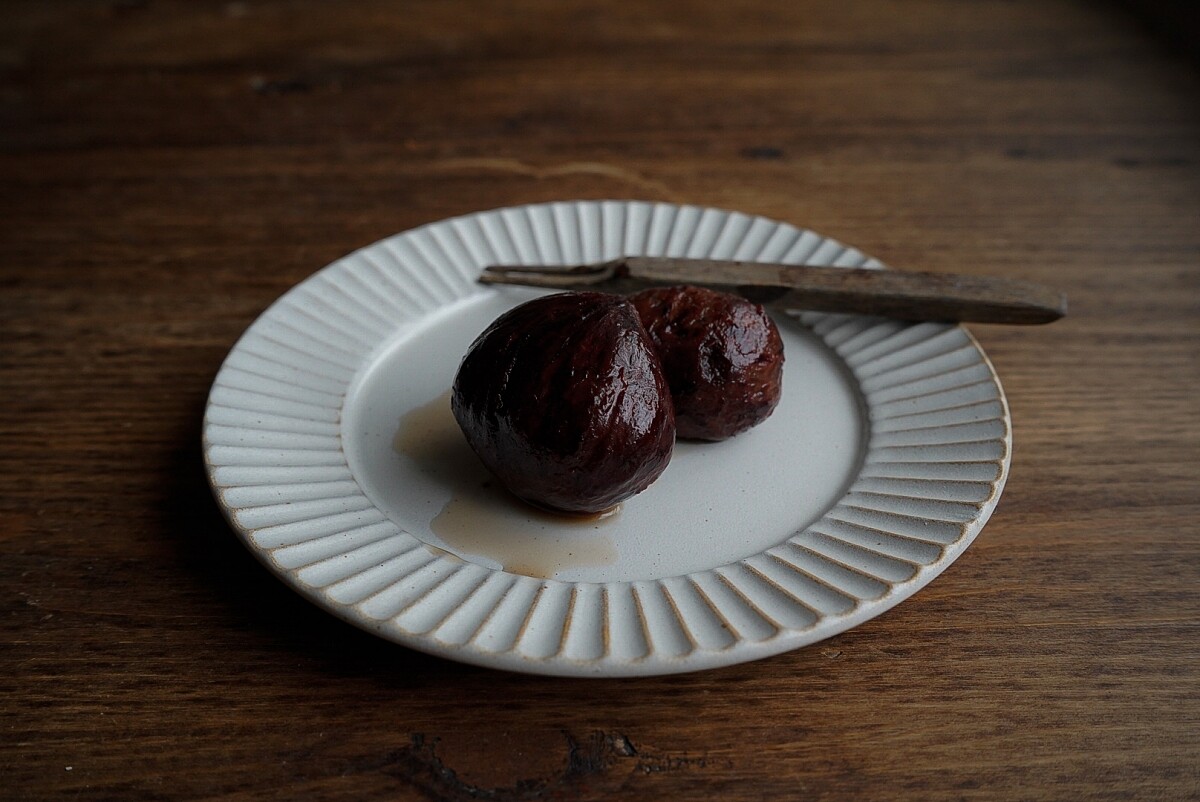 糖煮栗子成品。