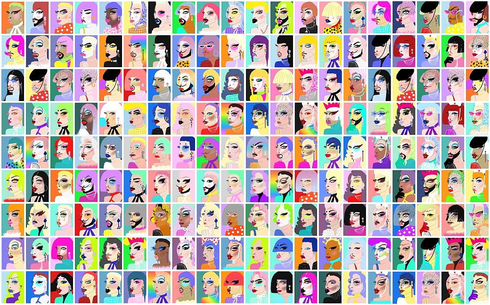 世界第一個以變裝皇后為主題的人像式NFT作品《彩虹女兒Daughters of Rainbow》。