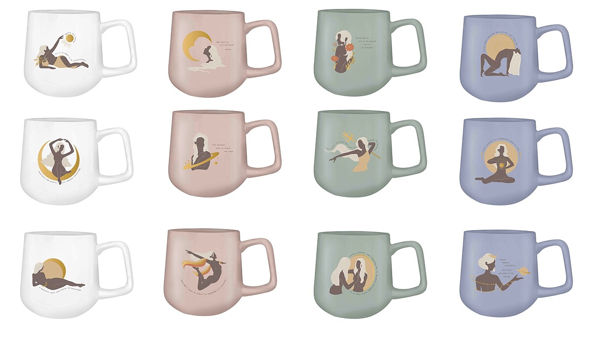 12星座馬克杯有各自的女神姿態形象