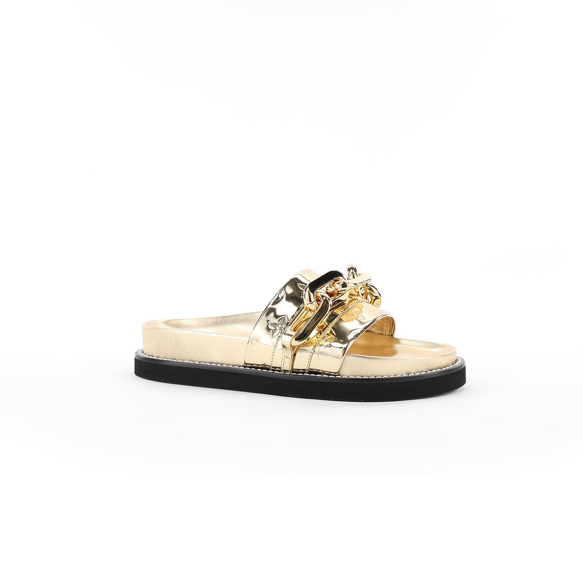 Louis Vuitton 金色拖鞋，價格店洽。