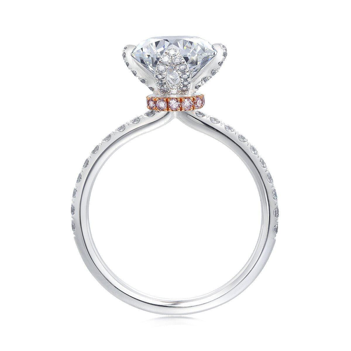 點睛品 Infini Love Diamond 粉紅點綴18K白金及900鉑金鑽石戒指