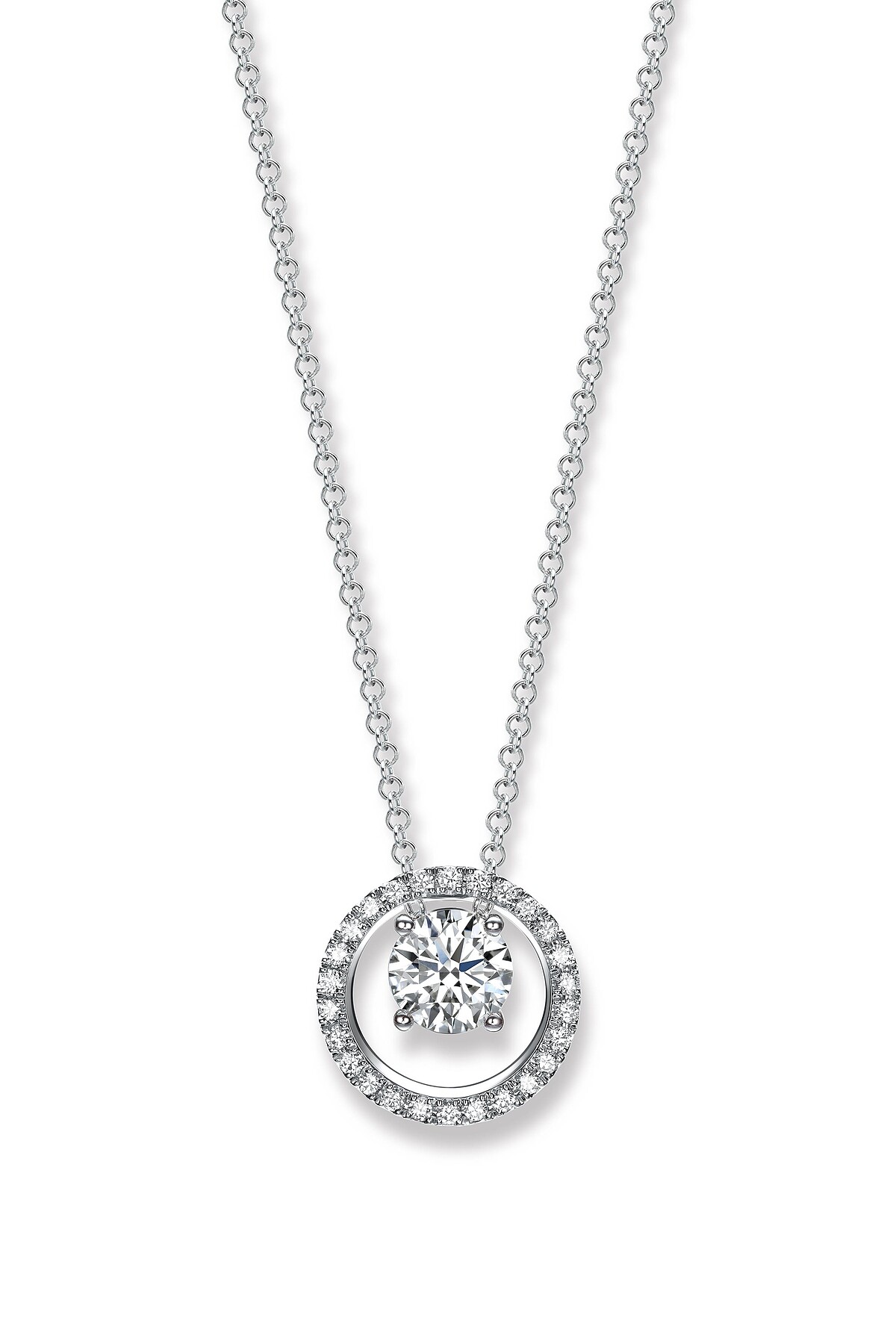 點睛品 Infini Love Diamond 光環18K白金鑽石頸鍊