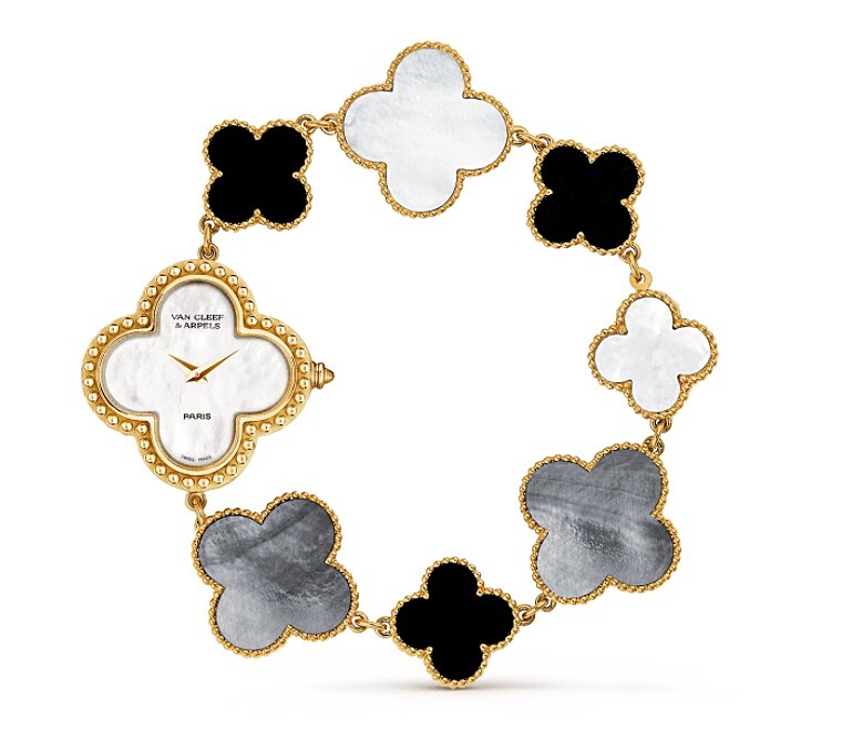 Van Cleef & Arpels Alhambra系列珍珠母貝面盤女錶