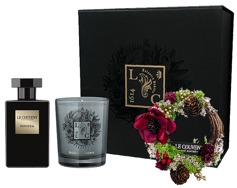 LE COUVENT洛蔻芳2021耶誕限定花圈暖心組合(含羞草+皇后閨房蠟燭+花圈)，NT6,700。