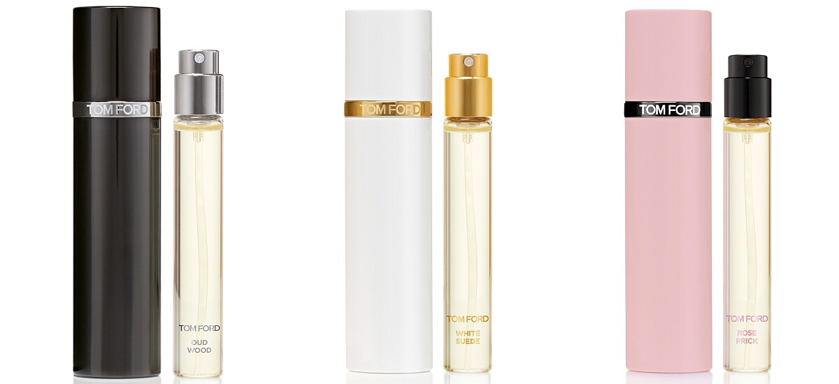 TOM FORD私人調香系列頂級隨身香氛OUD WOOD神祕東方10ml，NT2,100、頂級隨身香氛White Suede白麝香10ml，NT2,100、禁忌玫瑰奢華隨身香氛10ml，NT2,800