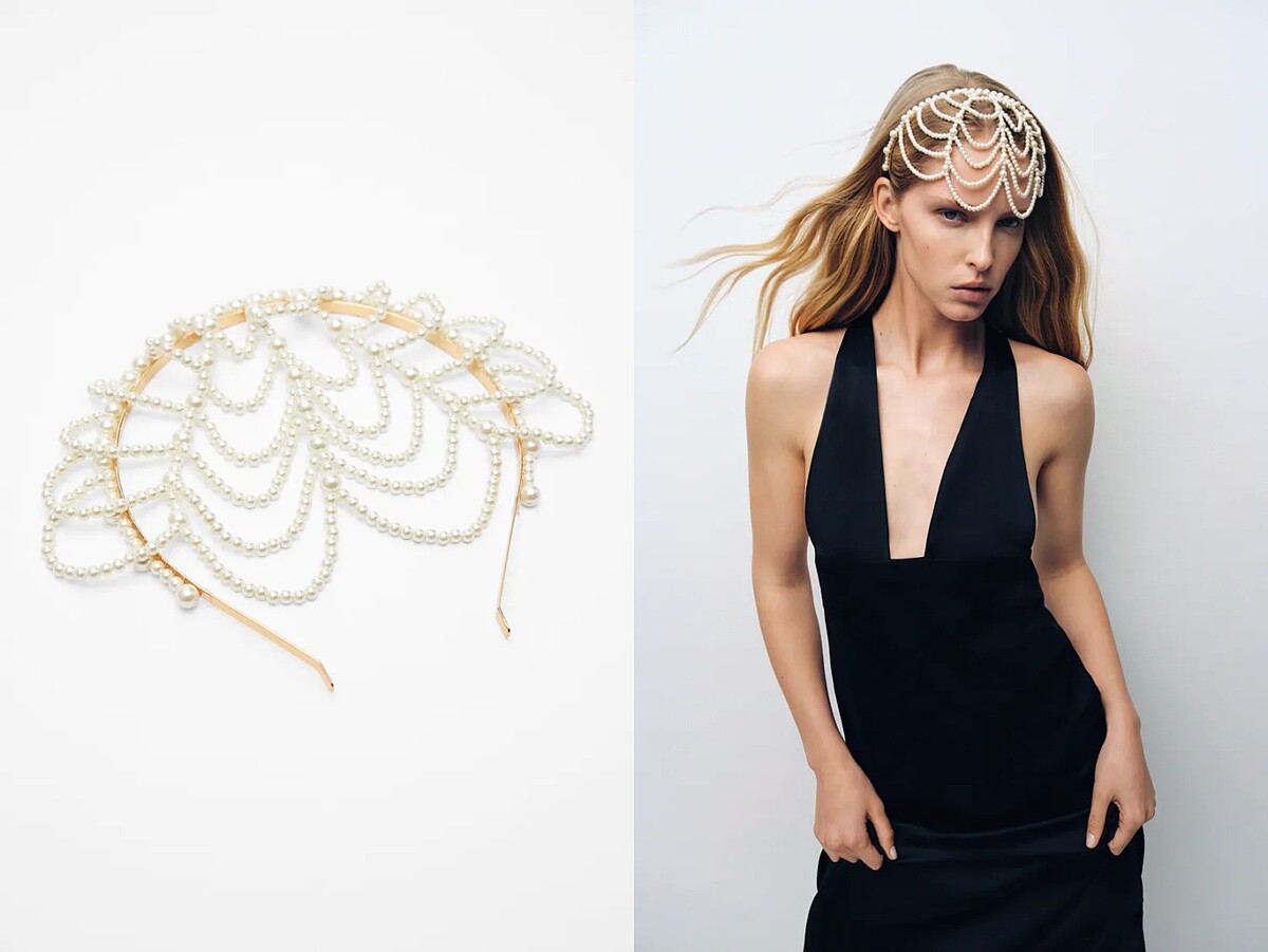 Zara珍珠髮箍，售價NT$890