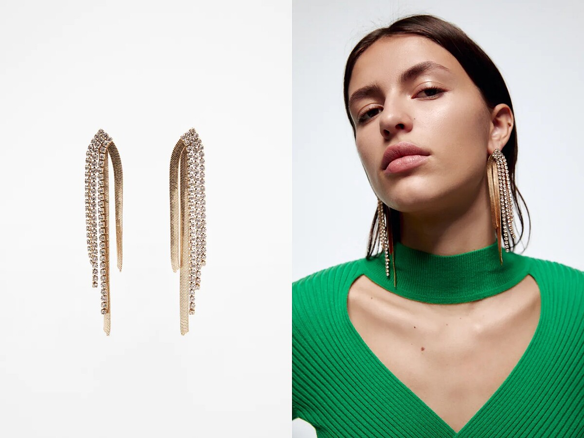 Zara水鑽耳墜，售價NT$650