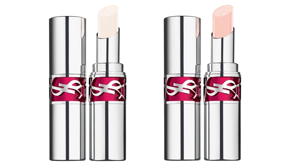 YSL情挑誘吻晶亮蜜唇膏(左)#1凍心冰晶、(右)#2誘惑軟糖，NT1,380