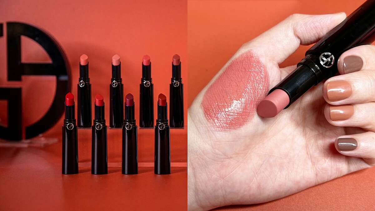 Giorgio Armani奢華絲緞訂製唇膏，細黑管外型+水滴切面，一抹極度顯色超吸睛