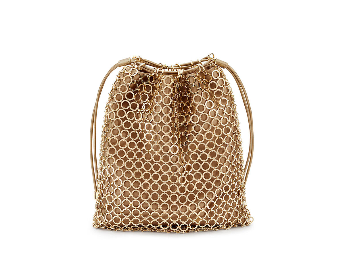 淡金色金屬網格晚宴包，NT136,200