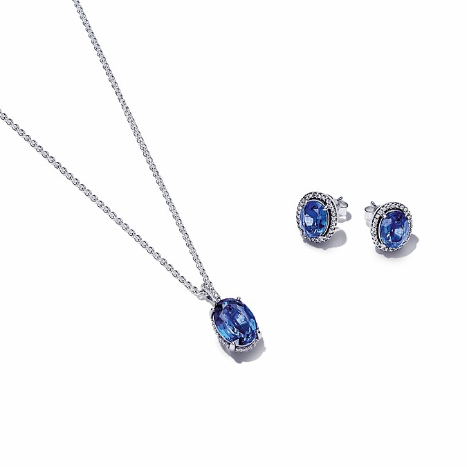 湛藍寶石項鏈耳環套組，NT5,980