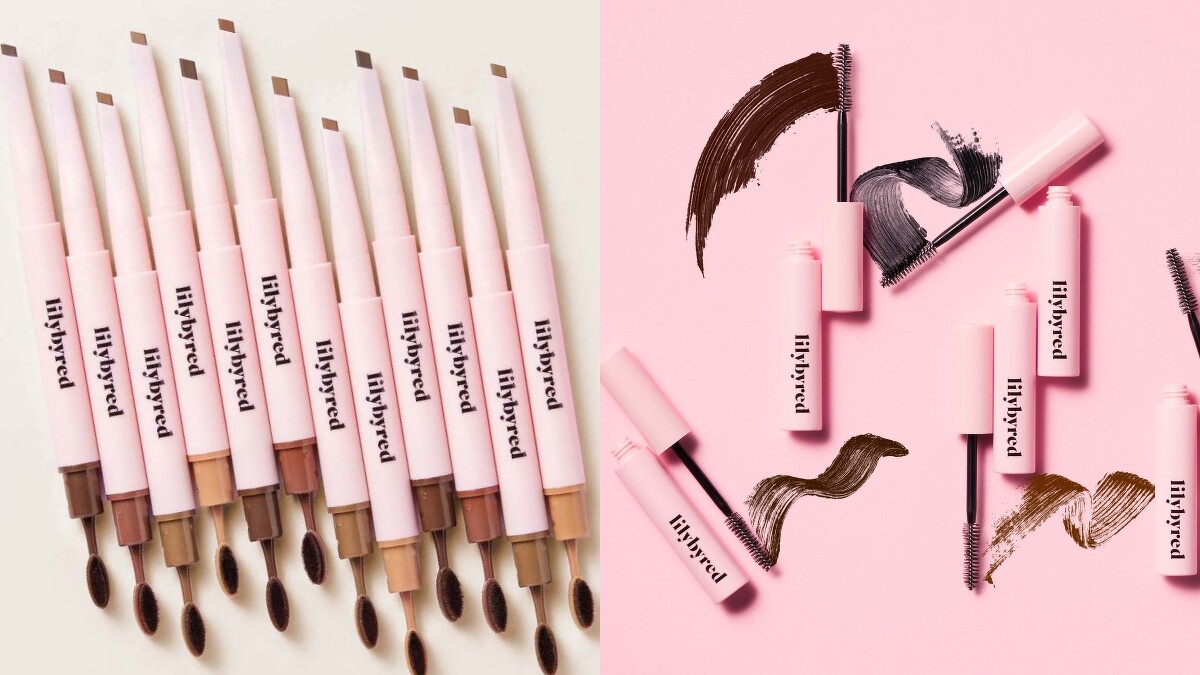 韓國彩妝Lilybyred，左為全天持久雙頭眉筆、右為持久捲翹睫毛膏。