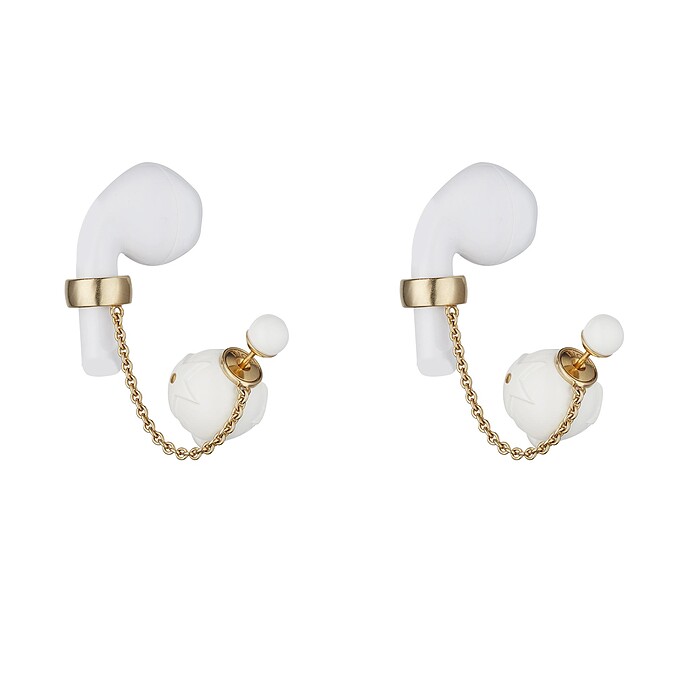 Dior Tribales D-Vibe金色金屬珍珠無線耳機吊飾耳環，NT29,500