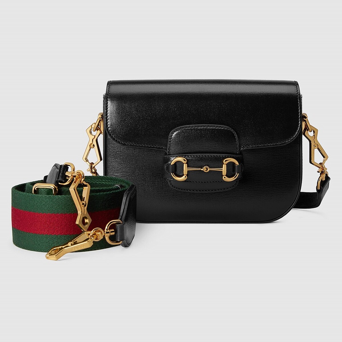 Gucci Horsebit 1955 mini黑色皮革肩背包，NT96,400