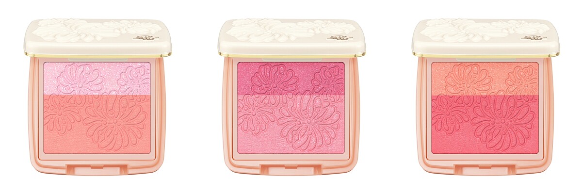 PAUL & JOE西洋菊雙色腮紅(#02棉花糖、#03小公主、#04泡泡糖)，蕊+西洋菊眼頰彩盒NT1,060、蕊+貓絨絨限量眼頰彩盒，NT1,350