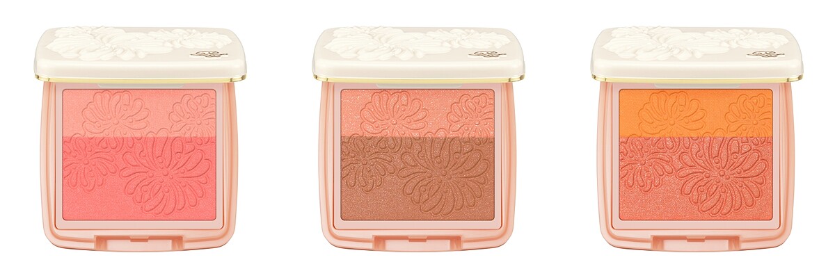 PAUL & JOE西洋菊雙色腮紅(#08水蜜桃、#09法式吐司、#10熱帶雞尾酒)，蕊+西洋菊眼頰彩盒NT1,060、蕊+貓絨絨限量眼頰彩盒，NT1,350