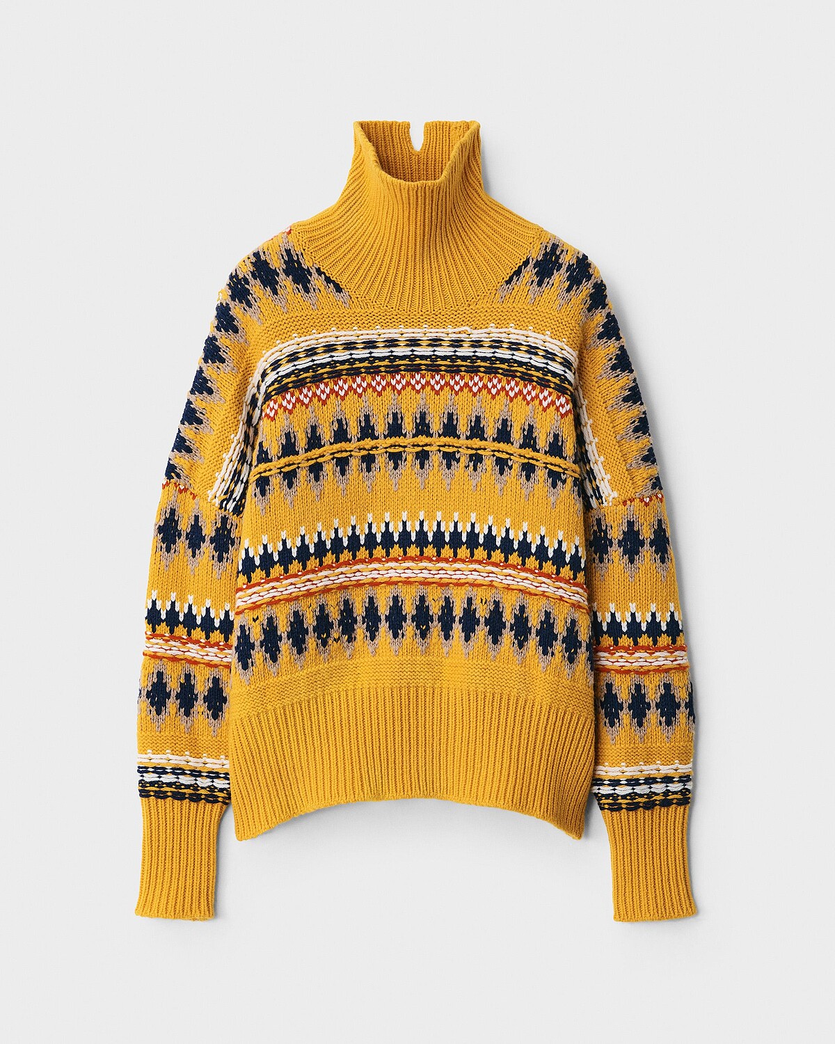 黃色小羊毛 Willow 費爾島高領上衣，NT19,500。