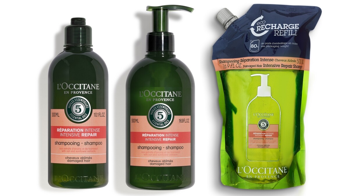 L'OCCITANE歐舒丹草本修護洗髮乳300ml，NT980、500ml，NT1,380、補充包500ml，NT1200