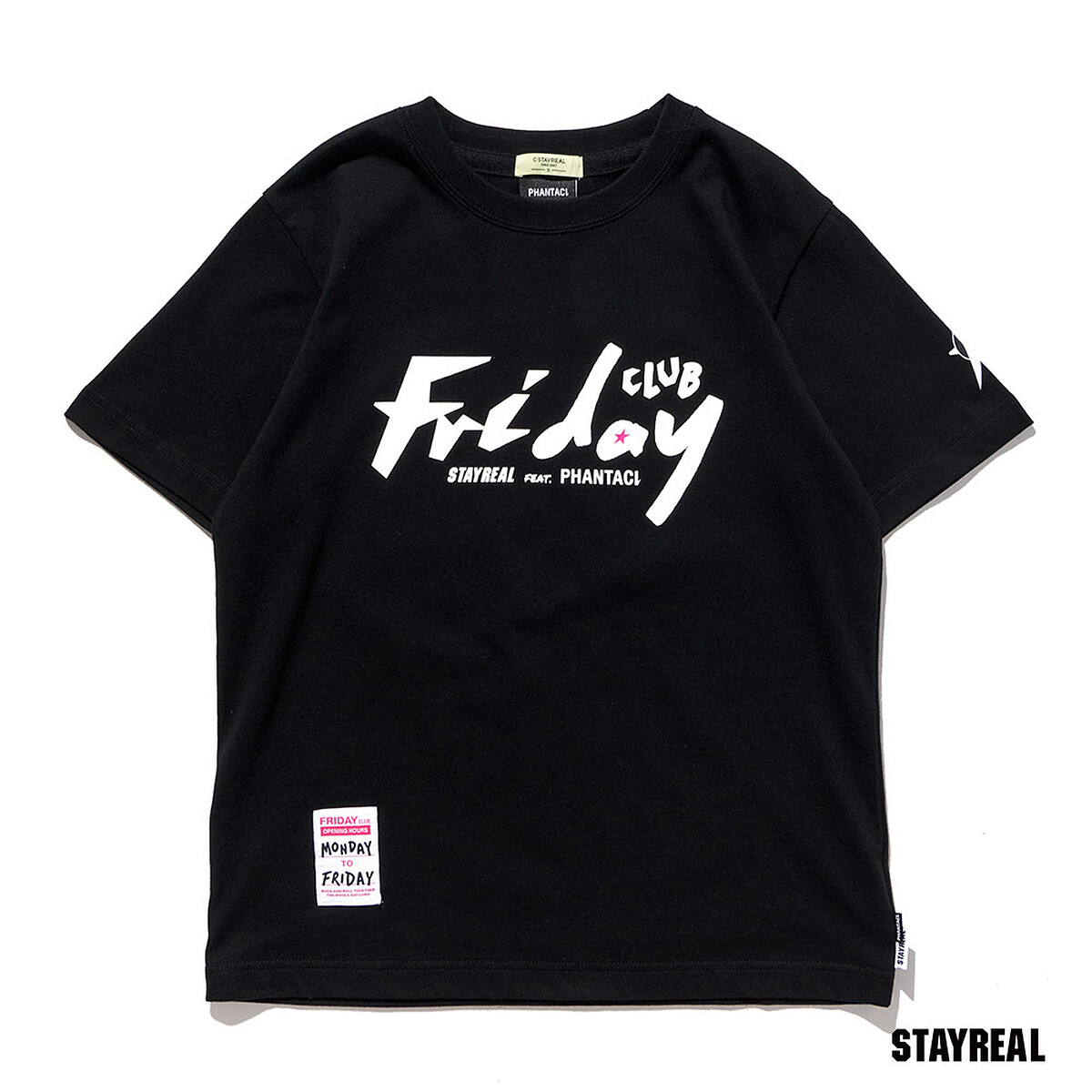 Stay Real X PHANTACi周五俱樂部聯名T(黑/白)，NT1,400 
