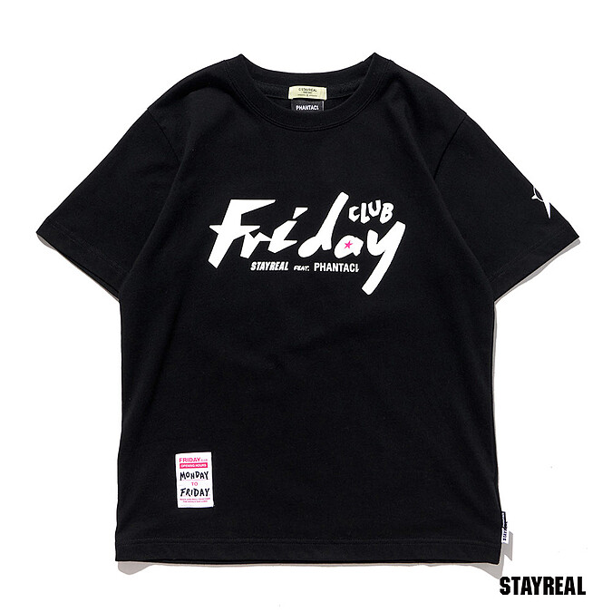 Stay Real X PHANTACi周五俱樂部聯名T(黑/白)，NT1,400 
