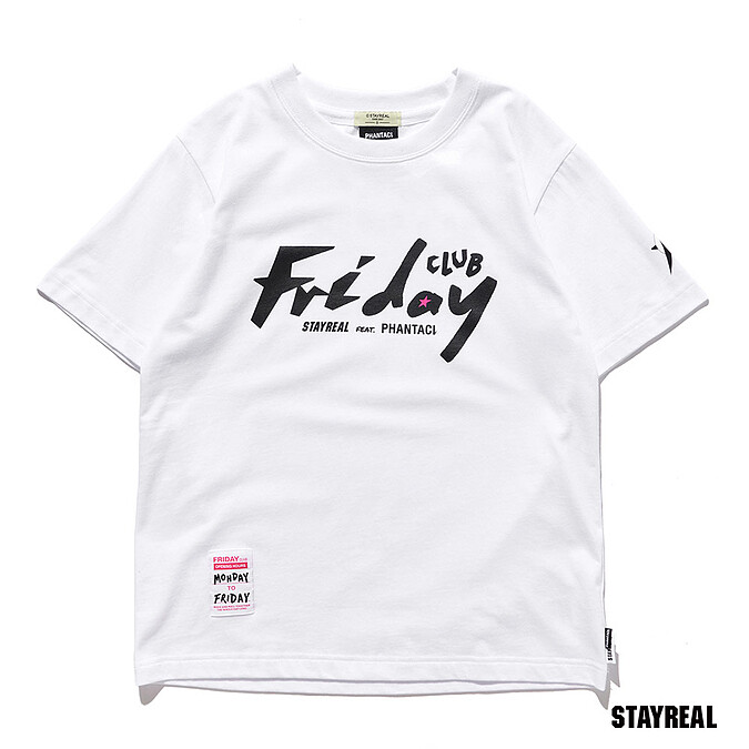Stay Real X PHANTACi周五俱樂部聯名T(黑/白)，NT1,400 