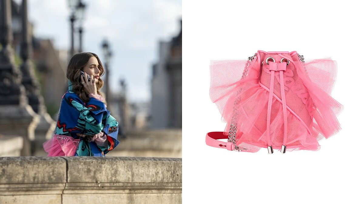 Christian Louboutin粉色薄紗蕾絲手袋，NT61,200