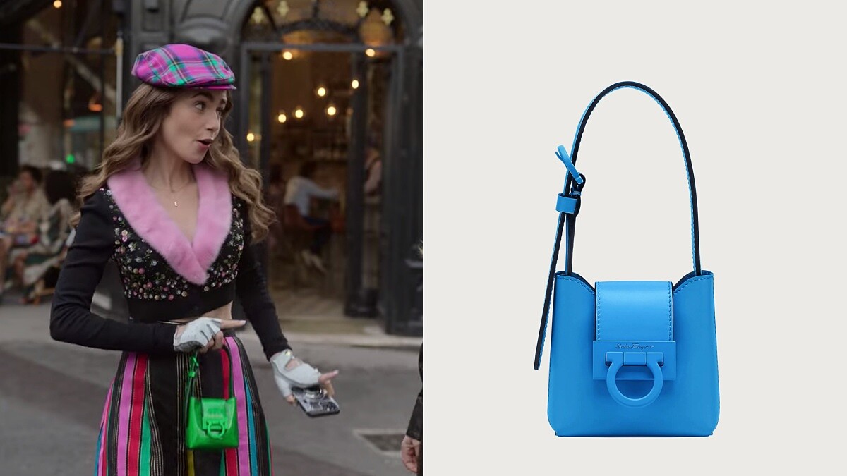 TRIFOLIO藍色牛皮迷你手提包，NT26,900