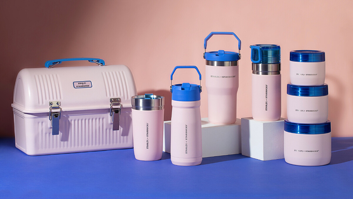 星巴克全新Stanley聯名上市！溫柔煙粉配上海藍色，首度推出不鏽鋼餐食罐組