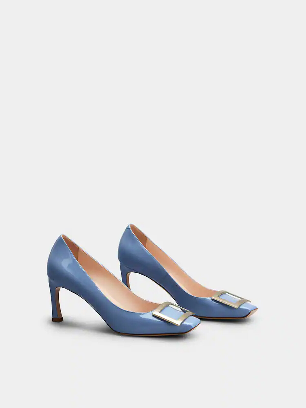 Trompette天藍色方釦跟鞋，NT27,600