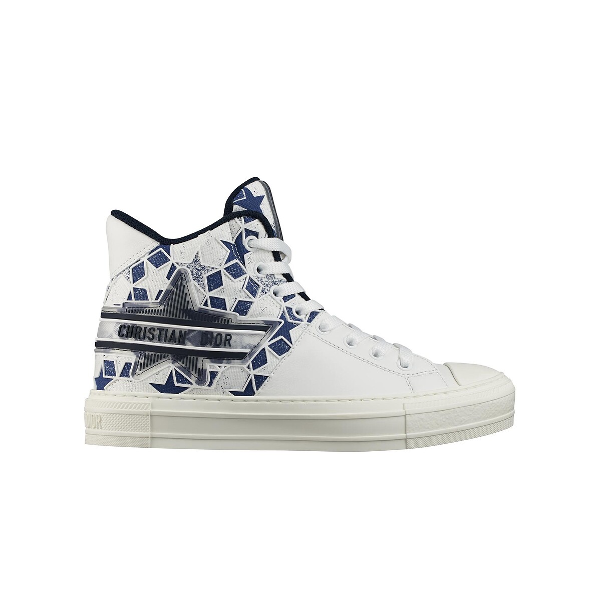 Walk&rsquo;n&rsquo;Dior 藍色幸運星小牛皮拼接科技面料高筒休閒鞋，NT$35,000